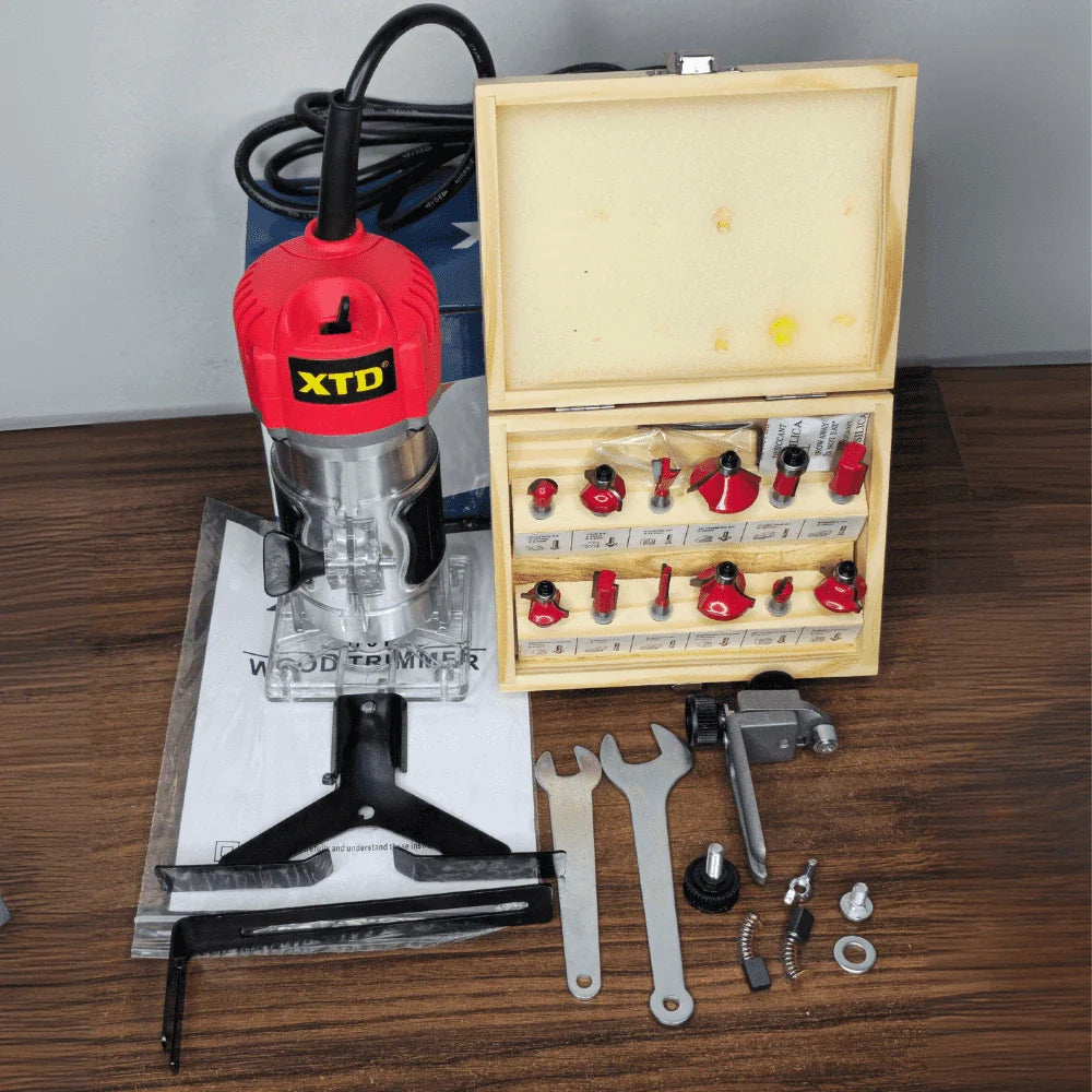 Combo Ruteadora + Kit De cuchillas 12Pcs